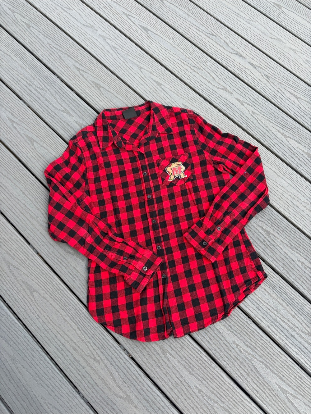 Maryland Terps Red and Black Plaid Button-Up
